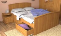 Кровать двухспальная МДФ с 4-мя ящиками